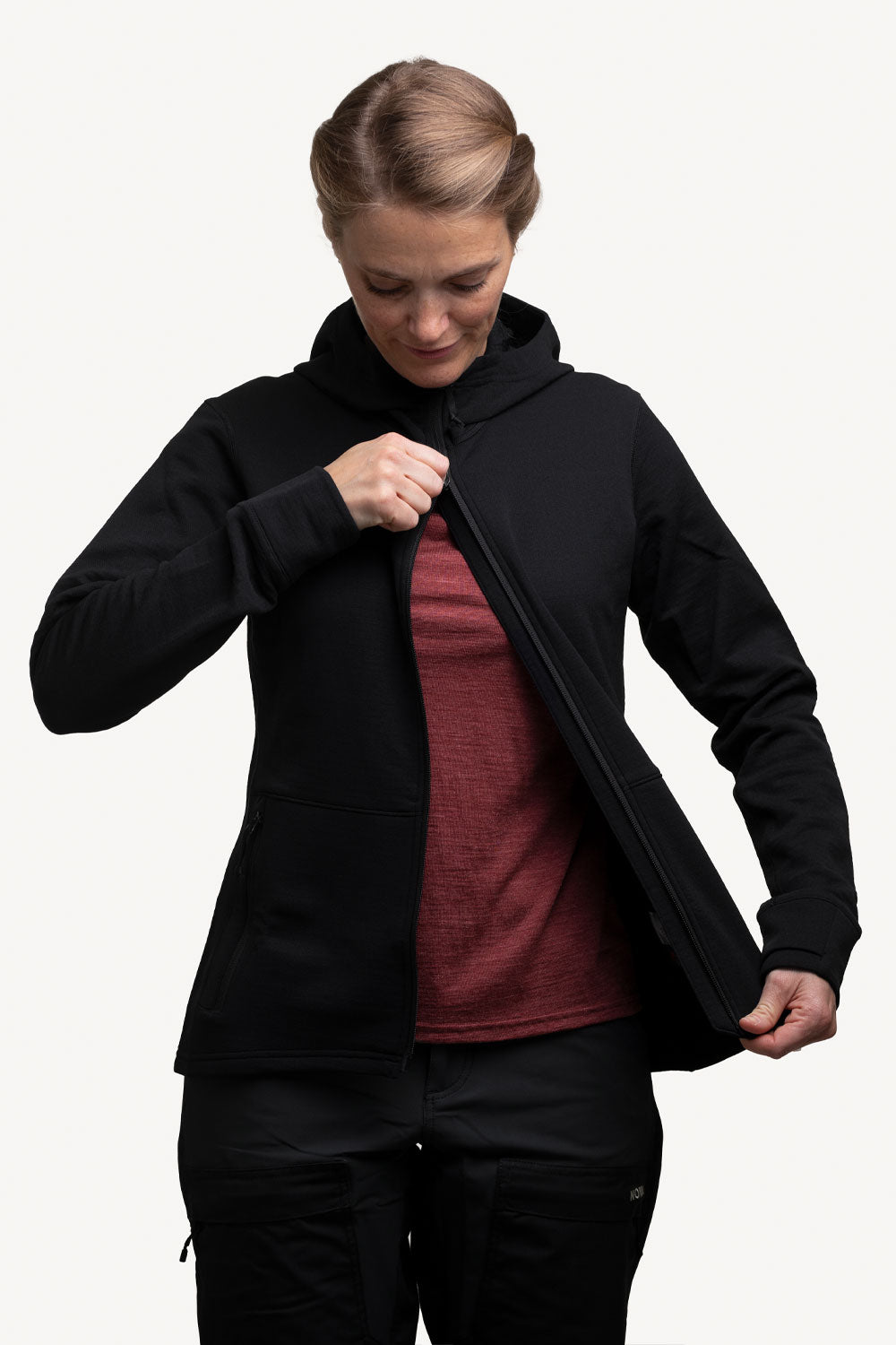 Women's all weather technical hoodie.